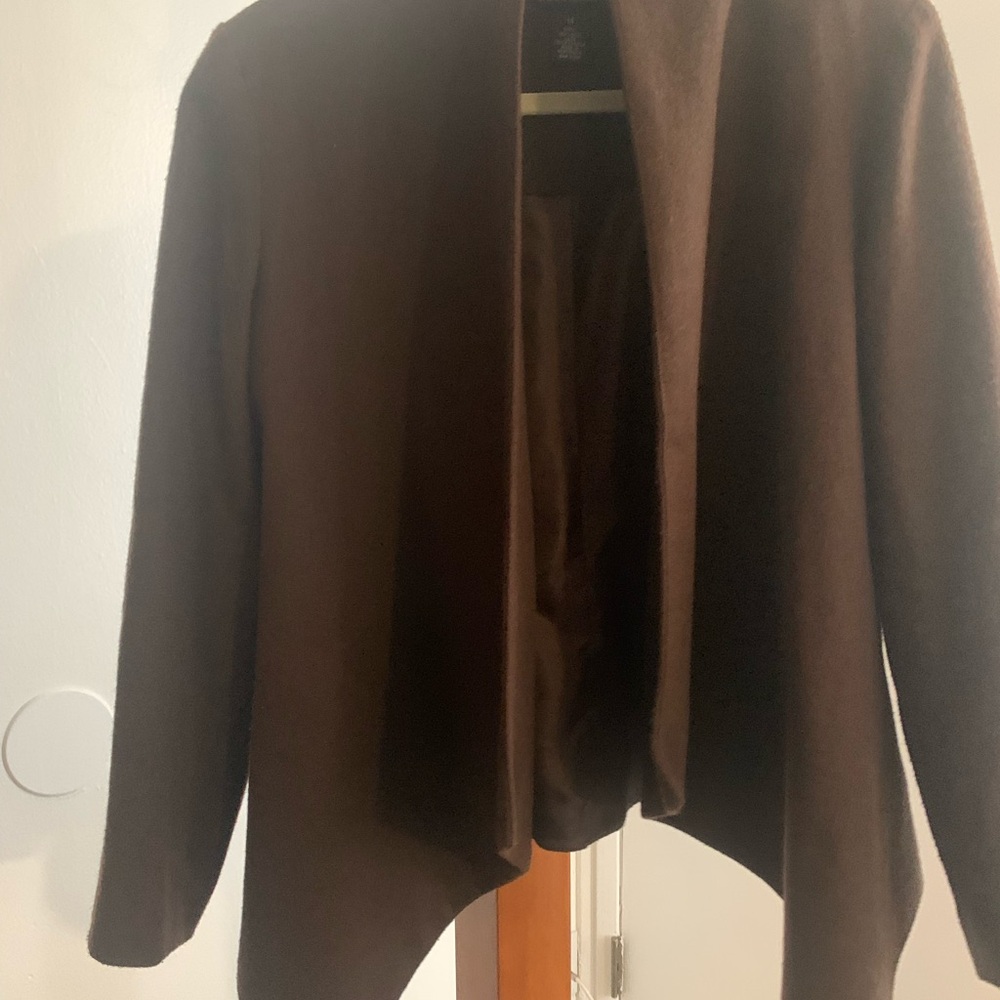 Brown Open Front Cardigan